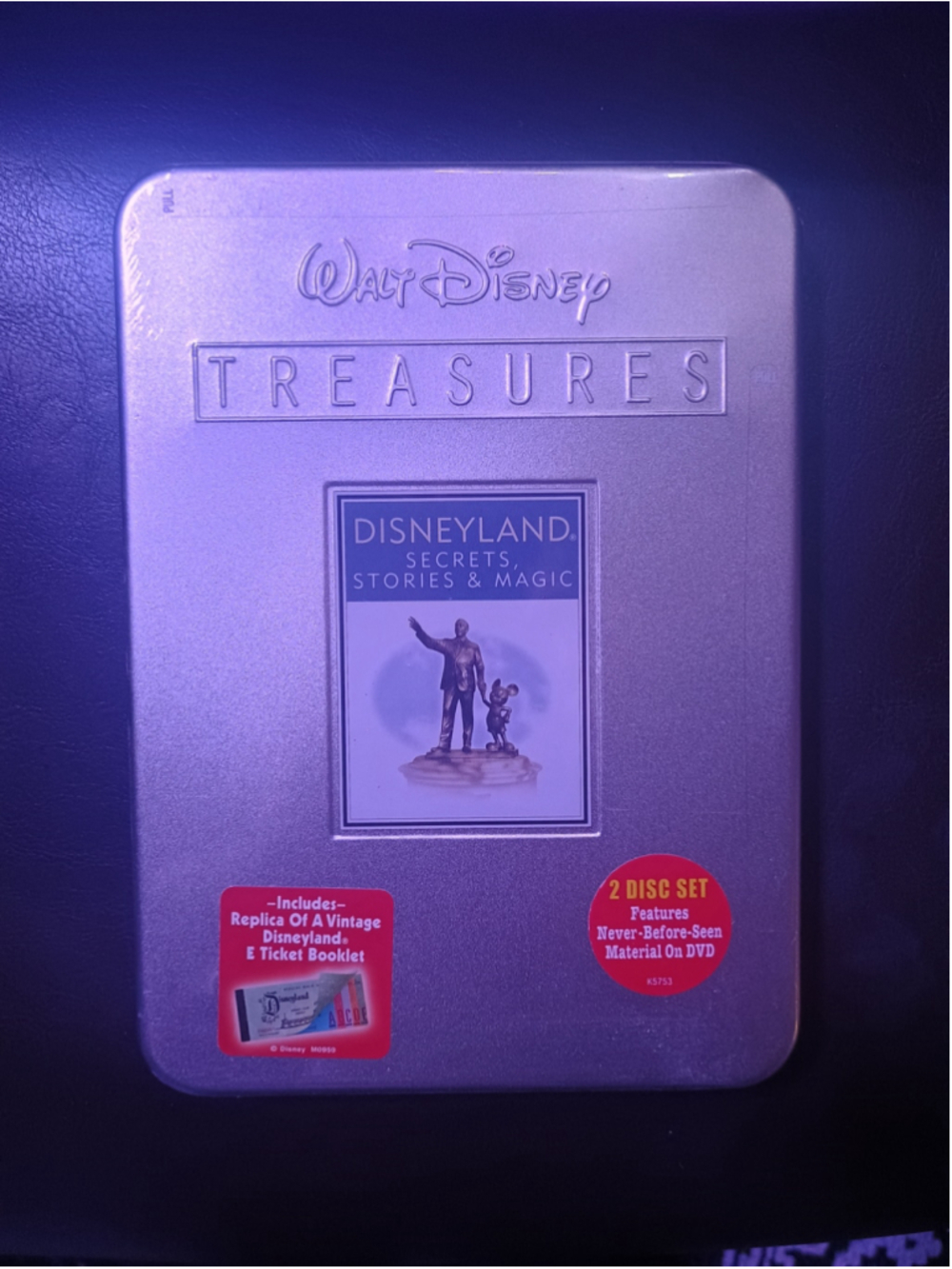 Disney Treasures Disneyland Secrets Stories & Magic 2-Disc DVD Set Silver Blue